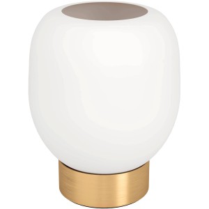 Lampada da tavolo Eglo Manzanares, base dorata, paralume in vetro bianco, lampada di design