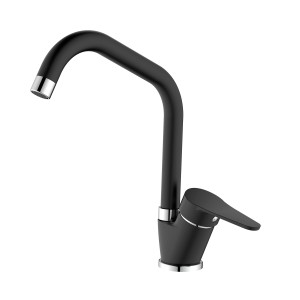 Miscelatore monocomando nero t.b.t. per cucina o bagno.