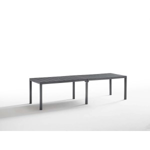 Tavolo da giardino grigio t.b.t. in metallo con motivo a listelli.