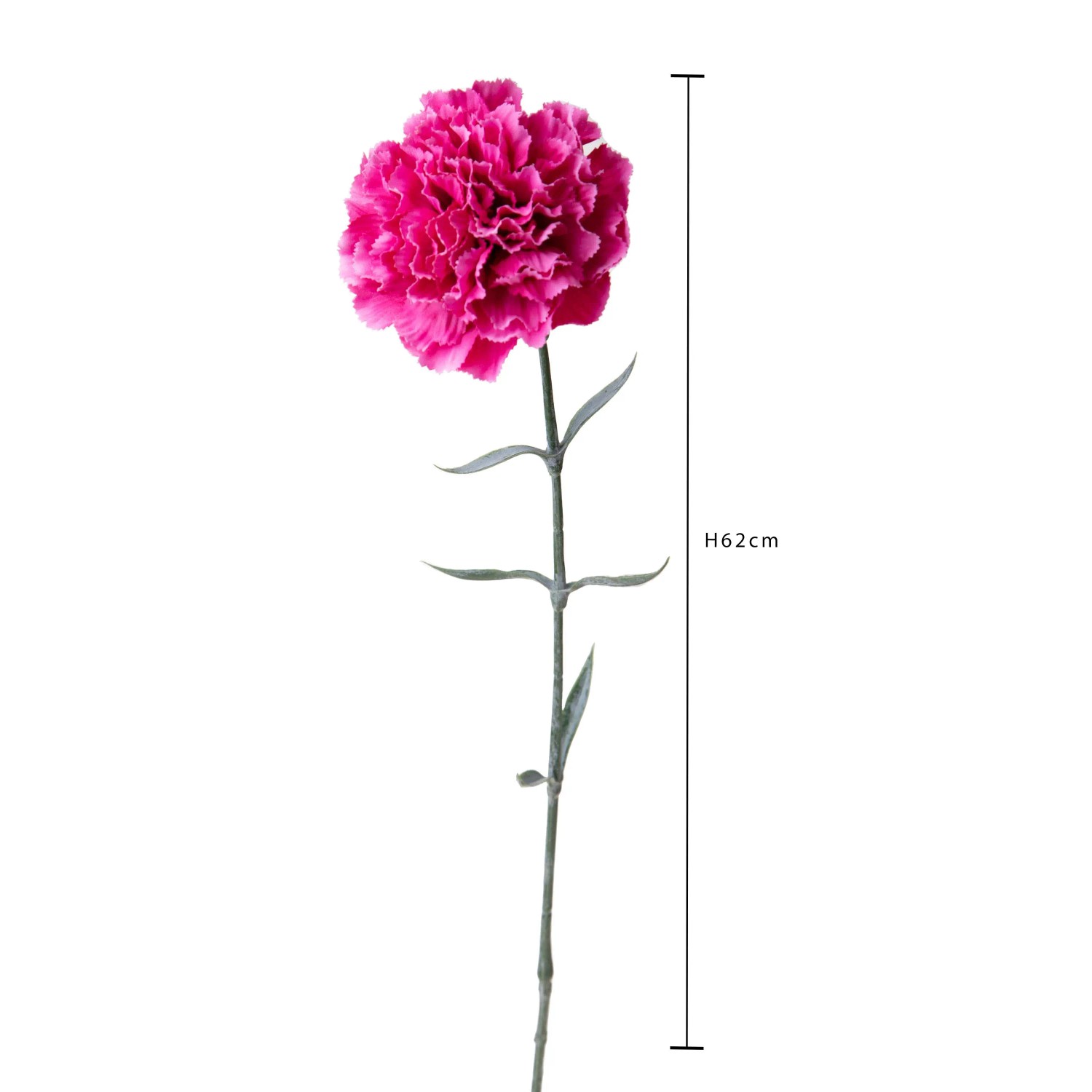 Fiore artificiale garofano rosa, alto 62cm. Pianta finta decorativa per interni.