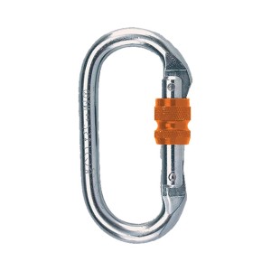 Moschettone con ghiera a vite per abbigliamento da lavoro e accessori.