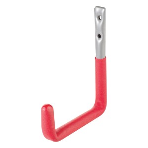Gancio a parete rivestito in tubo d'acciaio, rosso, per montaggio a parete, portata 25 kg.