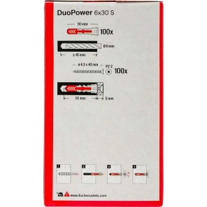 Tassello universale DuoPower con vite Ø 6 mm 100 pz