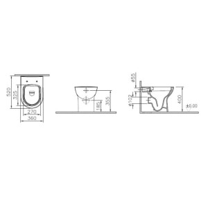 Vaso WC filo muro S20 Round a pavimento scarico parete in ceramica bianca