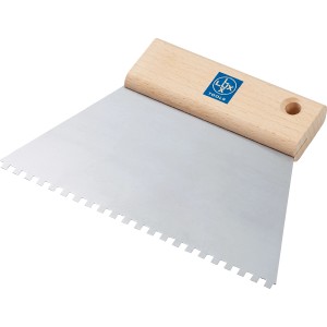 Spatola dentata LUX Classic 180 mm con manico in legno e lama in acciaio con dentatura quadra C1.