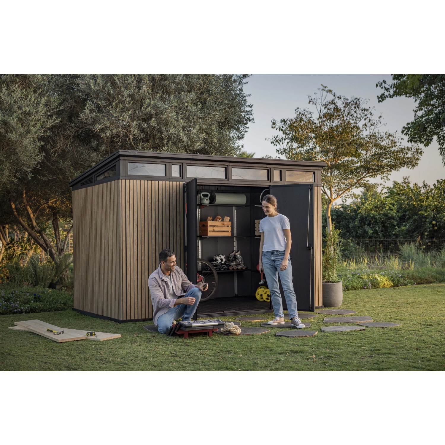 Casetta da giardino in plastica Keter Pent sp. 20 mm marrone chiaro 7,4 m²_11