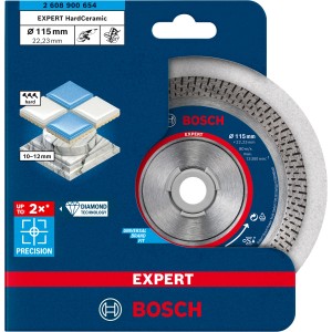 Disco diamantato Bosch Expert Hard Ceramic, Ø 115 mm, per smerigliatrici angolari.