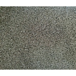 Piastrella per pavimenti in PVC grigio con motivo screziato.