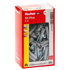 Fischer SX Plus 6 S tasselli, confezione da 100. Tasselli universali per vari materiali da costruzione.