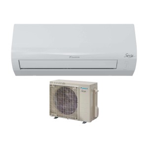 Climatizzatore t.b.t. bianco (unità interna ed esterna) per un clima confortevole.