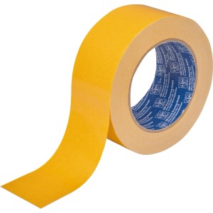 Nastro biadesivo LUX-TOOLS giallo per posa pavimenti, 50 mm x 25 m. Nastro in tessuto per moquette e PVC.