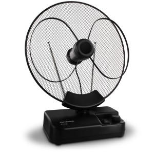 Antenna TV da interni nera per una ricezione ottimale.