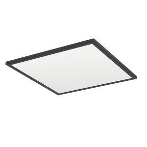 Plafoniera LED quadrata nera Eglo Rovito, 50x50 cm. Lampada da soffitto moderna in plastica.