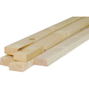 Listelli in legno grezzo, colore legno chiaro, non trattato, per finiture interne.