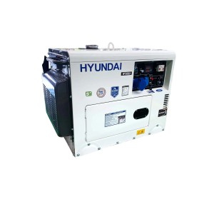 Generatore di corrente Hyundai bianco, vista laterale.