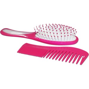 Set spazzola e pettine rosa per accessori bagno