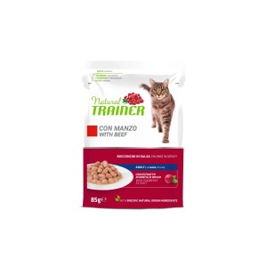 Natural Trainer cibo umido per gatti con manzo, per gatti adulti.