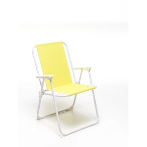 Sedia a sdraio t.b.t. gialla con struttura bianca per giardino e terrazza.