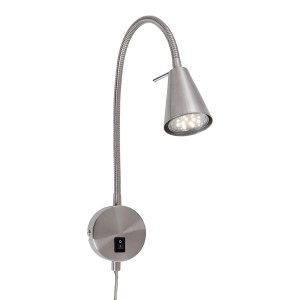 Briloner LED lampada da comodino Tusa, orientabile, nichel opaco. Lampada da comodino con braccio flessibile.