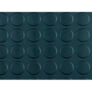 Piastrella per pavimenti in PVC blu scuro con motivo a borchie.