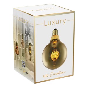 Confezione di una lampadina LED E27 in stile retrò.