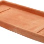 Sottovaso rettangolare in terracotta per vasi da fiori.
