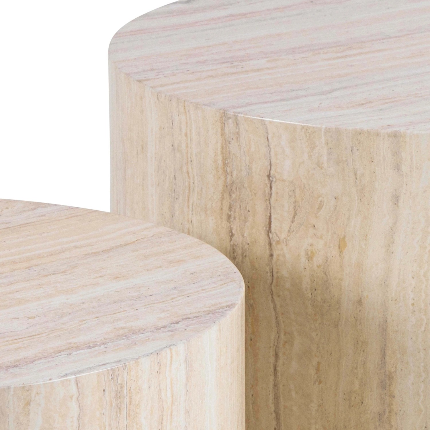Set 2 tavolini da salotto legno Motrik effetto travertino beige tondo h40 cm_8