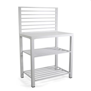 Mobile da esterno 2 ripiani in alluminio bianco 90x56x141 cm
