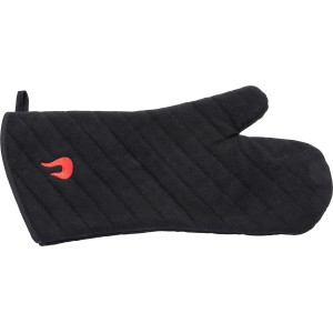 Guanto da barbecue Char-Broil nero con logo rosso, utensile per grigliare in sicurezza.