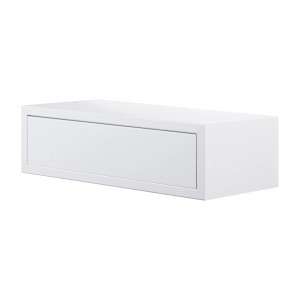 Mensola/ripiano a muro t.b.t. in legno bianco con cassetto.