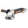 Smerigliatrice angolare a batteria Worx WX800.9 PowerShare 20 V Solo con impugnatura supplementare e disco abrasivo.