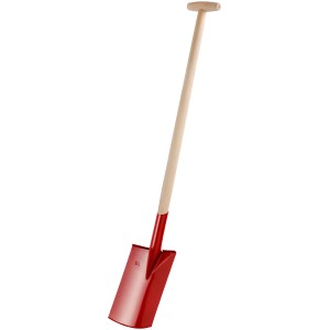 Vanga da giardino rossa con manico in legno, lunga 85 cm, per giardinaggio.