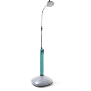 Doccia da giardino indipendente con base rotonda e soffione.