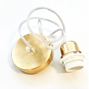 Portalampada dorato con cavo trasparente, categoria: Cavi per lampade.