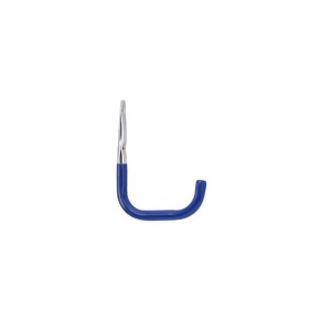 Gancio a muro blu in metallo per utensili e attrezzi da giardino.