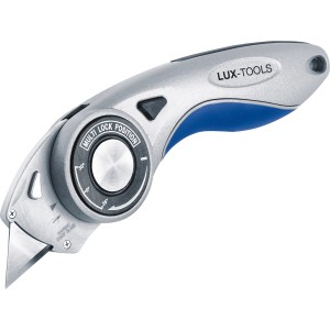 Cutter universale LUX Comfort con blocco multiplo e deposito lame nel manico.