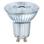 Lampadina LED GU10, aspetto in vetro trasparente per illuminazione moderna.