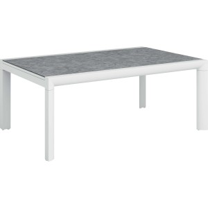 Tavolo da giardino moderno t.b.t. con piano grigio e struttura bianca.