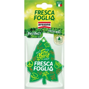 t.b.t. Profumatore auto 'Fresh Mint' a forma di foglia con motivi verdi.
