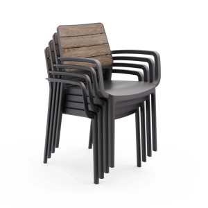 Sedia da giardino senza cuscino con braccioli Porto grafite