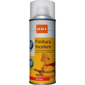 Vernice spray OBI incolore, finitura satinata. Adatta per interni ed esterni.