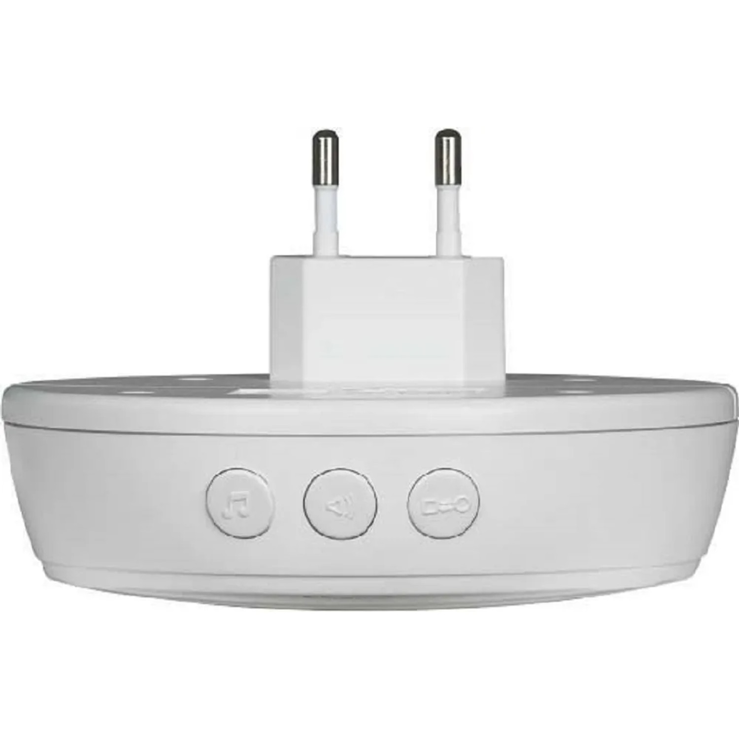 Campanelli t.b.t. bianco con spina e pulsanti di controllo.