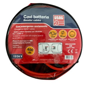 Cavi batteria USAG in borsa, lunghezza 3 m, per manutenzione auto.