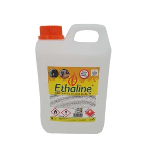 Tanica di bioetanolo Ethaline, 2 litri, per caminetti e stufe.