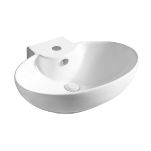 Lavabo d'appoggio t.b.t. bianco con foro rubinetto e troppopieno.