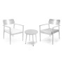 Salotto da esterno con poltrona e tavolino in alluminio Ibiza bianco 3 pz