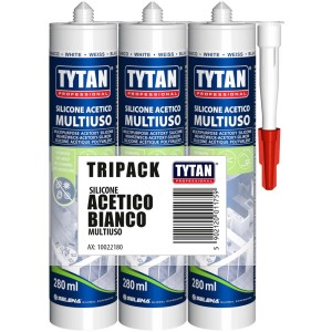 Tytan Silicone acetico, confezione da 3. Sigillante multiuso per diverse applicazioni.