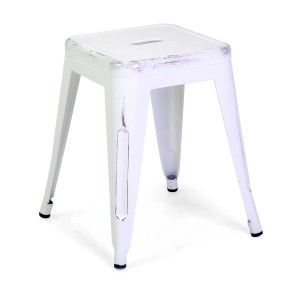 Sgabello in ferro New Bristol bianco antico 38x38x45 cm