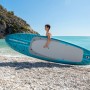 Bestway SUP Allround Board-Set Aqua Drifter, blu, con sedile e pagaia sulla spiaggia.