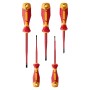Set di cacciaviti Slim VDE LUX da 5 pezzi per lavori elettrici con testa piatta e a croce.
